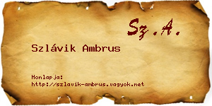 Szlávik Ambrus névjegykártya